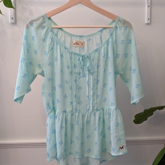 Hollister Peasant Sheer Chiffon Bohemian Top - Picture 2 of 4
